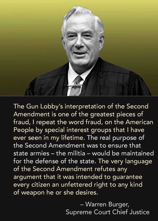 CHIEF JUSTICE WARREN BURGER ON THE 2nd AMENDMENT